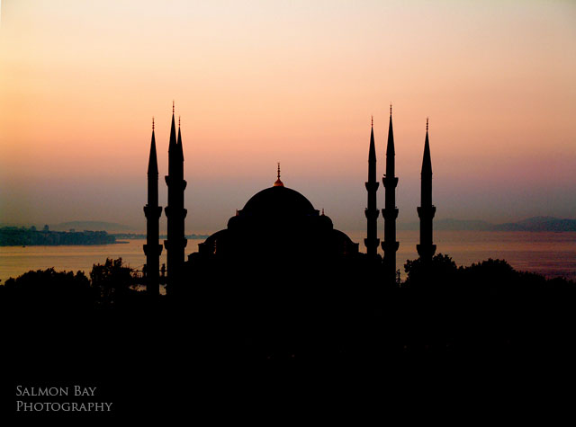 blue mosque, sunrise